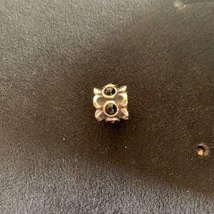 Pandora Charm | Silver and black gem